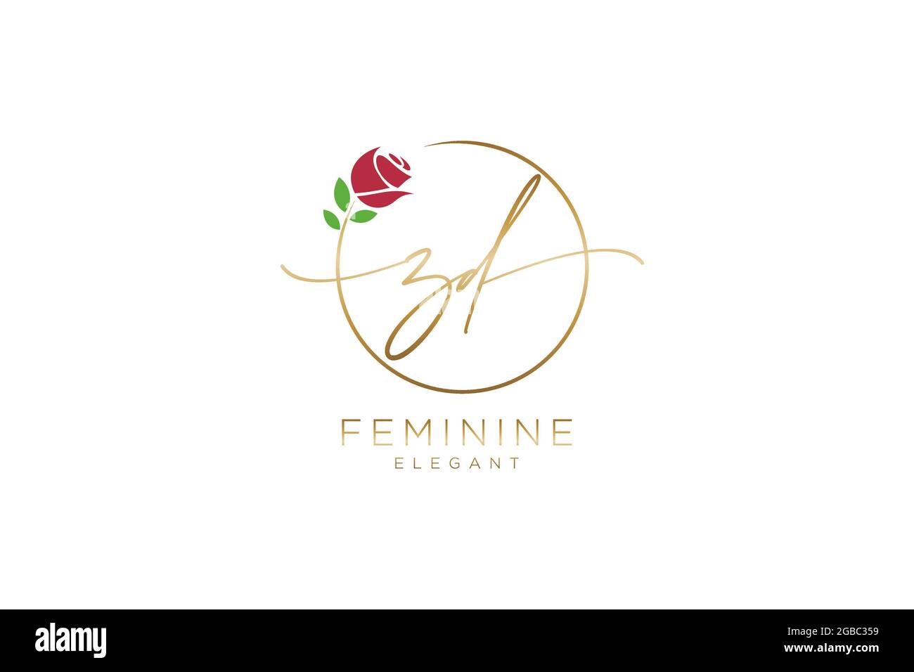 ZD Feminine logo beauty monogram and elegant logo design, handwriting ...