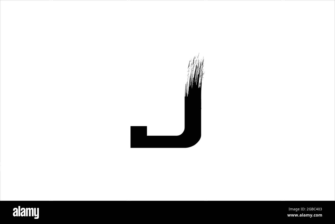 Initial Letter J Zen  Brush Stroke letter icon logo design illustration or black paint letter logos Stock Vector