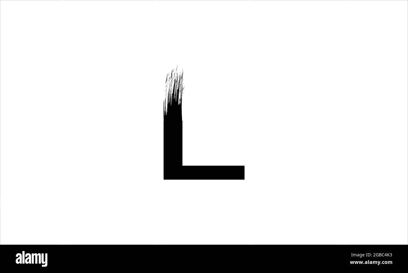 Initial Letter L Zen  Brush Stroke letter icon logo design illustration or black paint letter logos Stock Vector