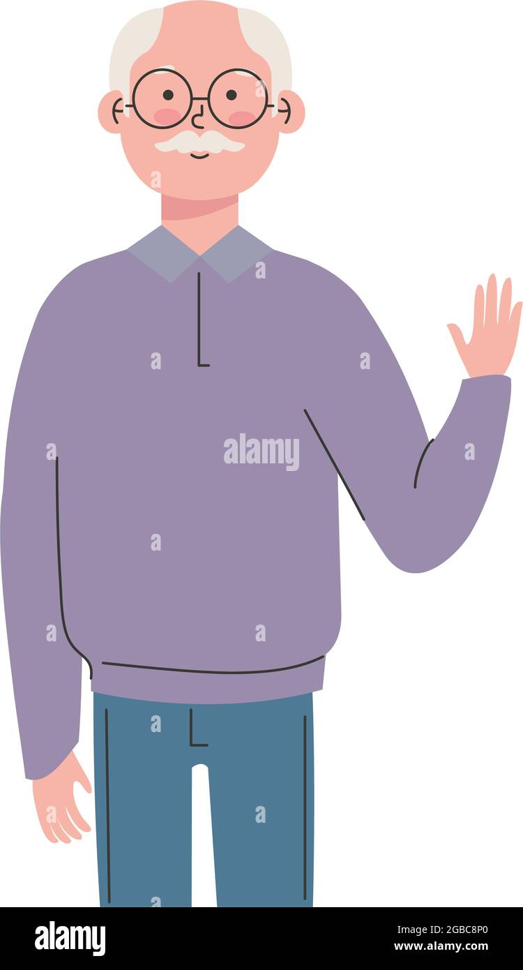 old man waving hand Stock Vector Image & Art - Alamy