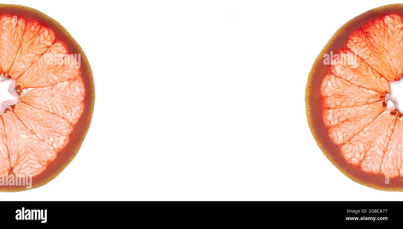 segment of orange grapefruit on white isolated Stock Photo