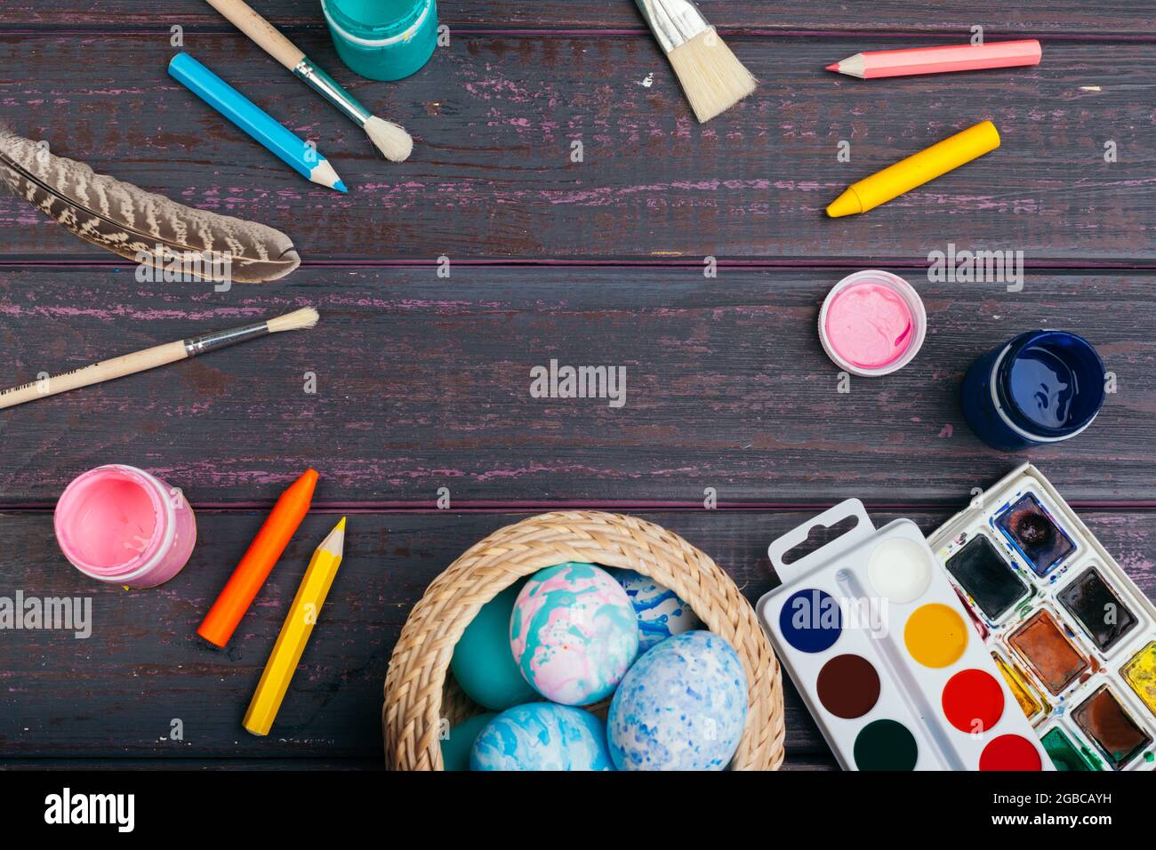 process of painting Easter eggs Preparing for Easter Stock Photo Alamy