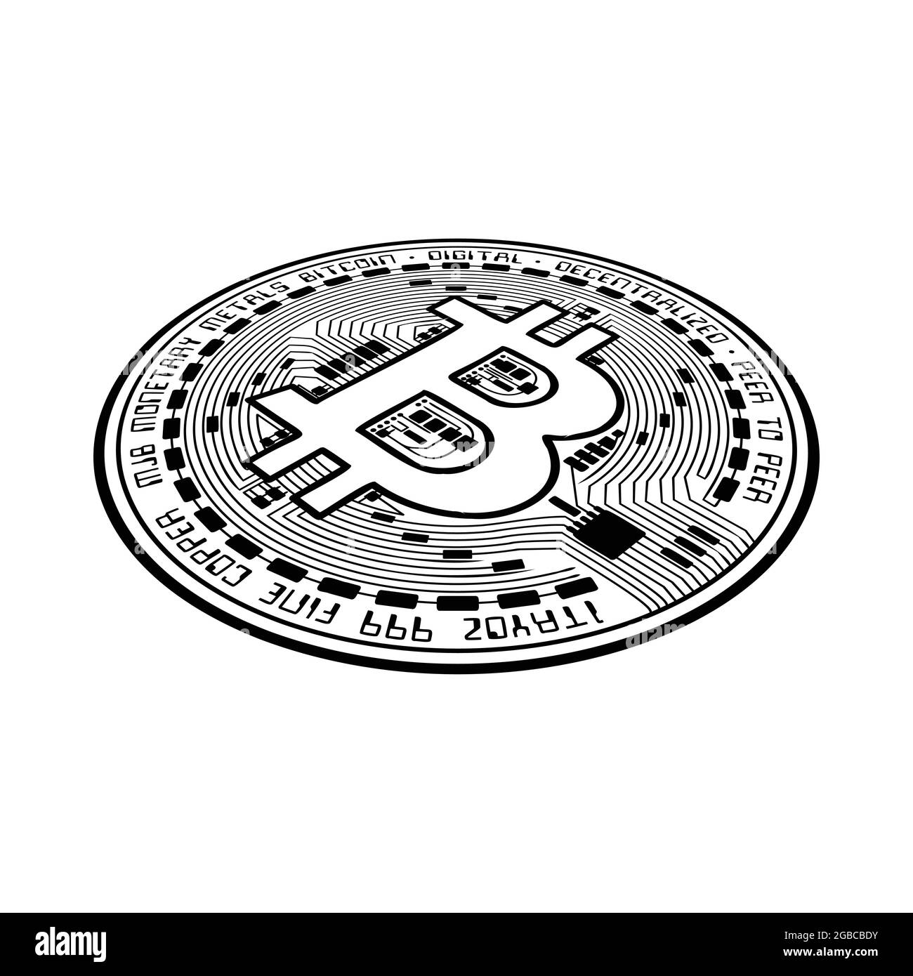 Bitcoin coin black silhouette in perspective Stock Vector Image & Art -  Alamy