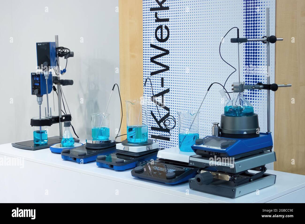 New lab devices on the Exhibition of laboratory equipment Stock Photo
