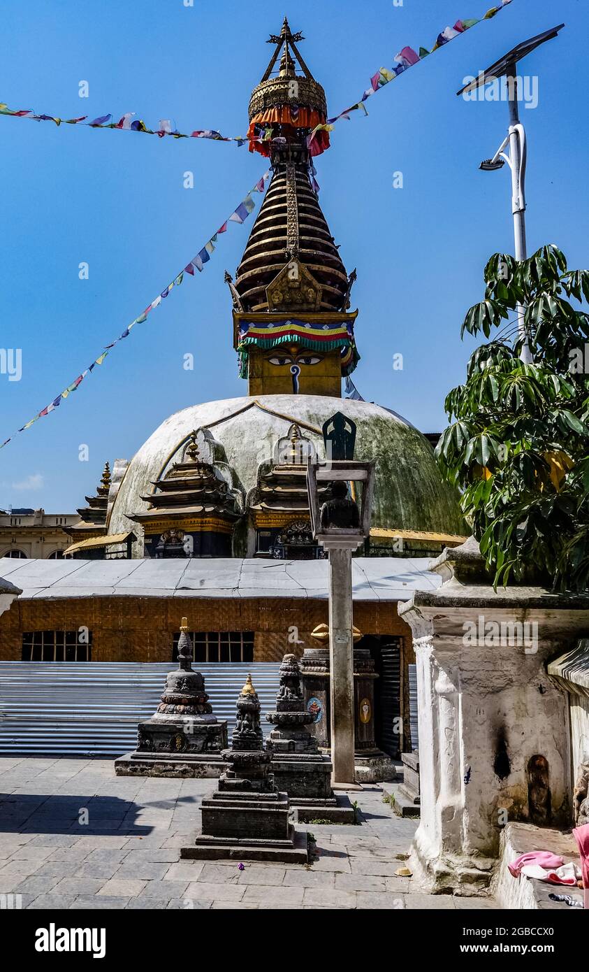 Kaathe Swayambhu Shree Gha Chaitya, Buddhist stupa in Kathmandu, Nepal Stock Photo