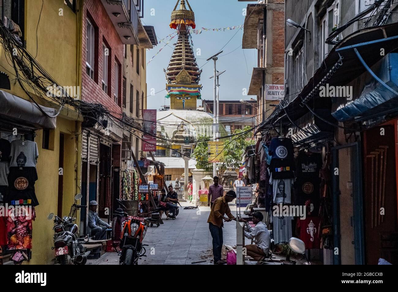 Kaathe Swayambhu Shree Gha Chaitya, Buddhist stupa in Kathmandu, Nepal Stock Photo