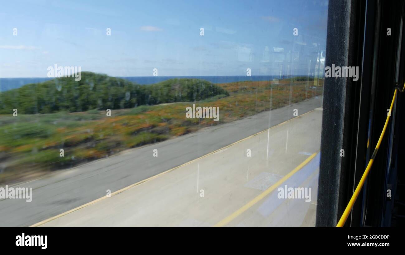 View from bus window, pacific coast highway 1, freeway 101 historic ...