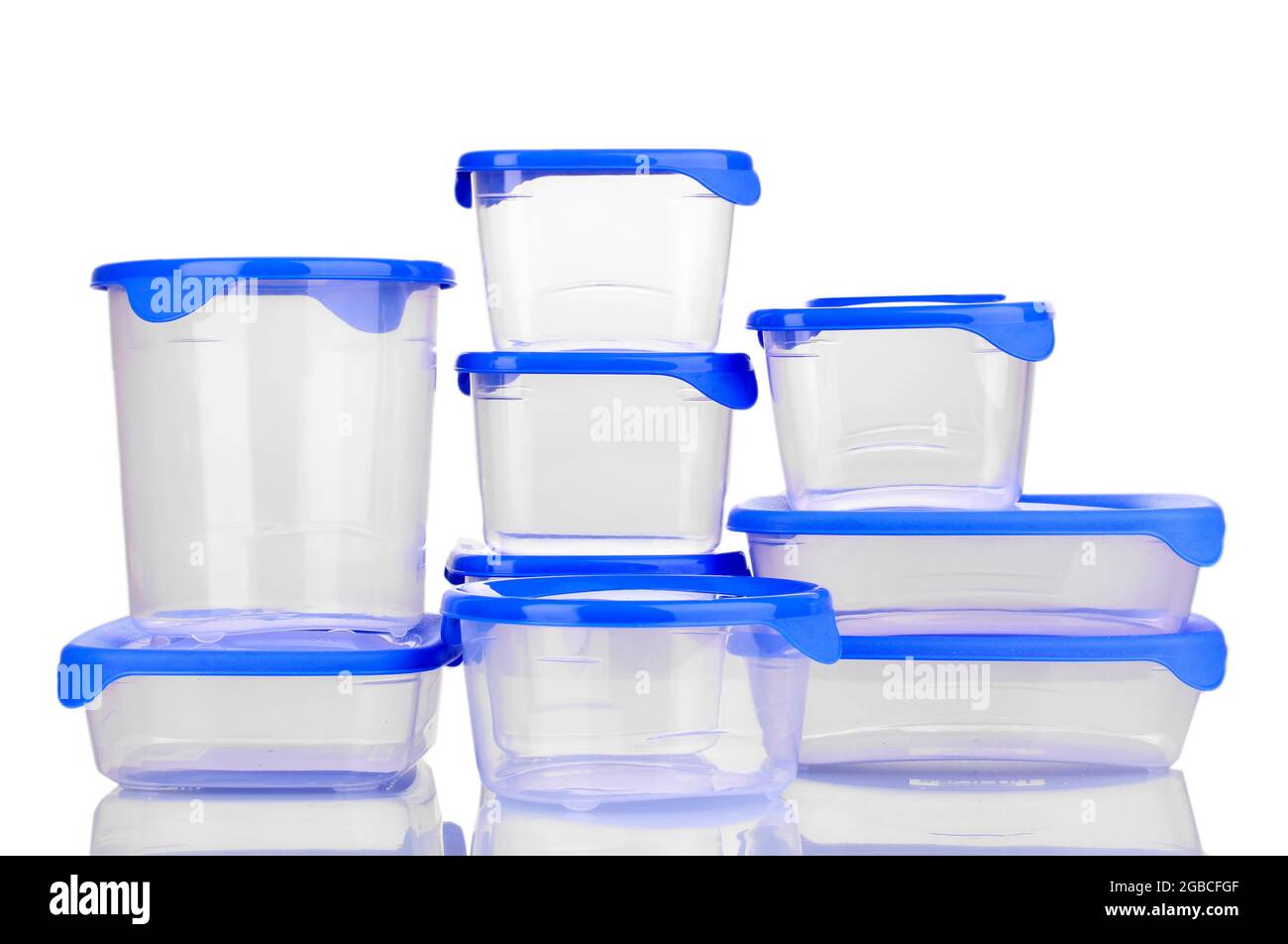 Plastic containers for food isolated on white Stock Photo Alamy