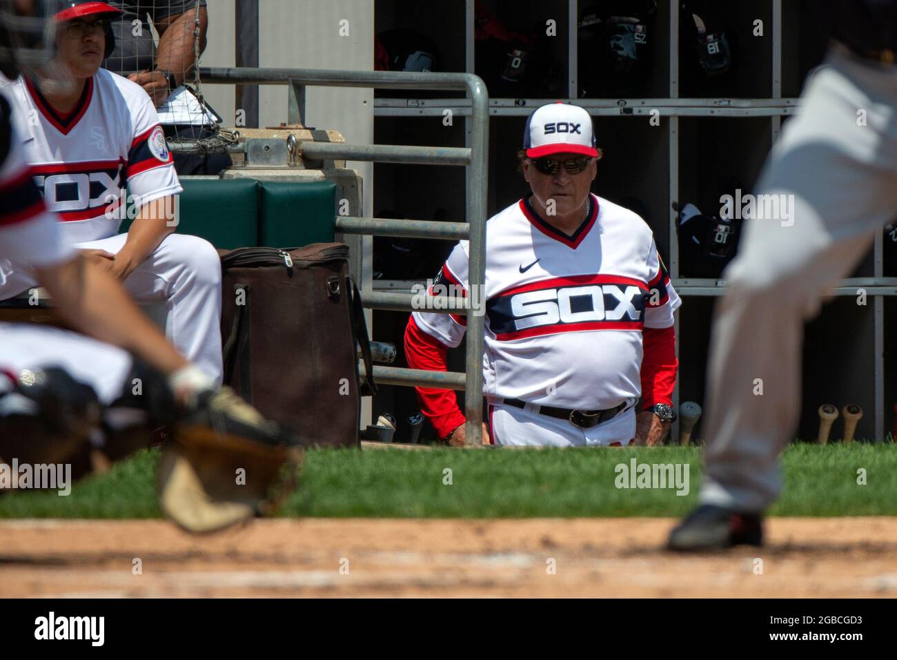 Chicago White Sox manager Tony La Russa looks out of the dugout during a  baseball game against the Cincinnati Reds Wednesday, Sept. 29, 2021, in  Chicago. (AP Photo/Charles Rex Arbogast Stock Photo 