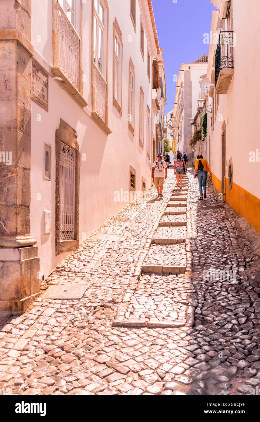 Calcada da Galeria, a sttep walkway leading to the church of Igreja de  Santa Maria do Castelo and the Tavira camera obscura. Tavira East Algarve  Portu Stock Photo - Alamy