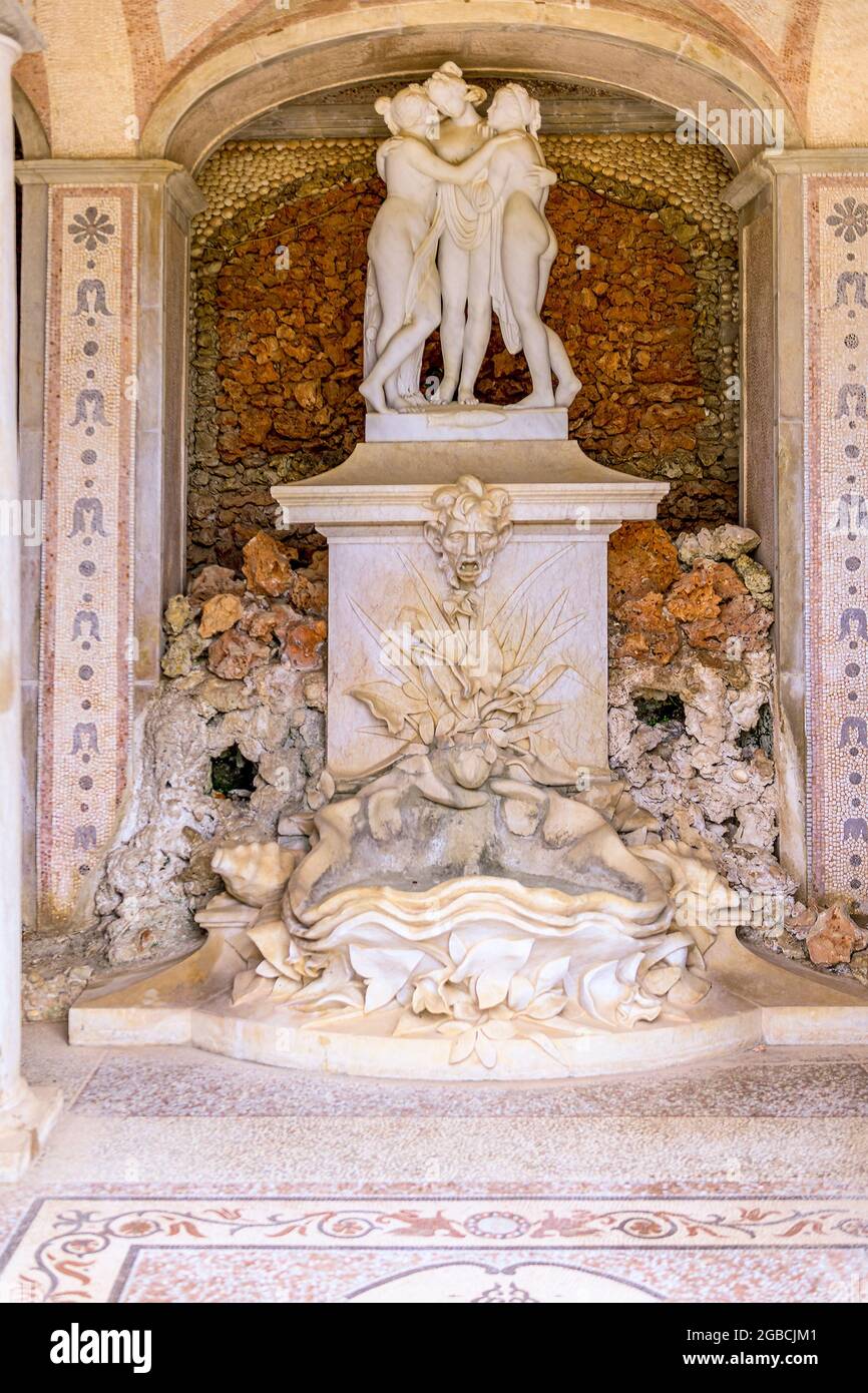 Neoclassical statue in the grounds of Estoi palace, Palacio de Estoi which is now part of a hotel. Estoi Algarve Portugal Stock Photo
