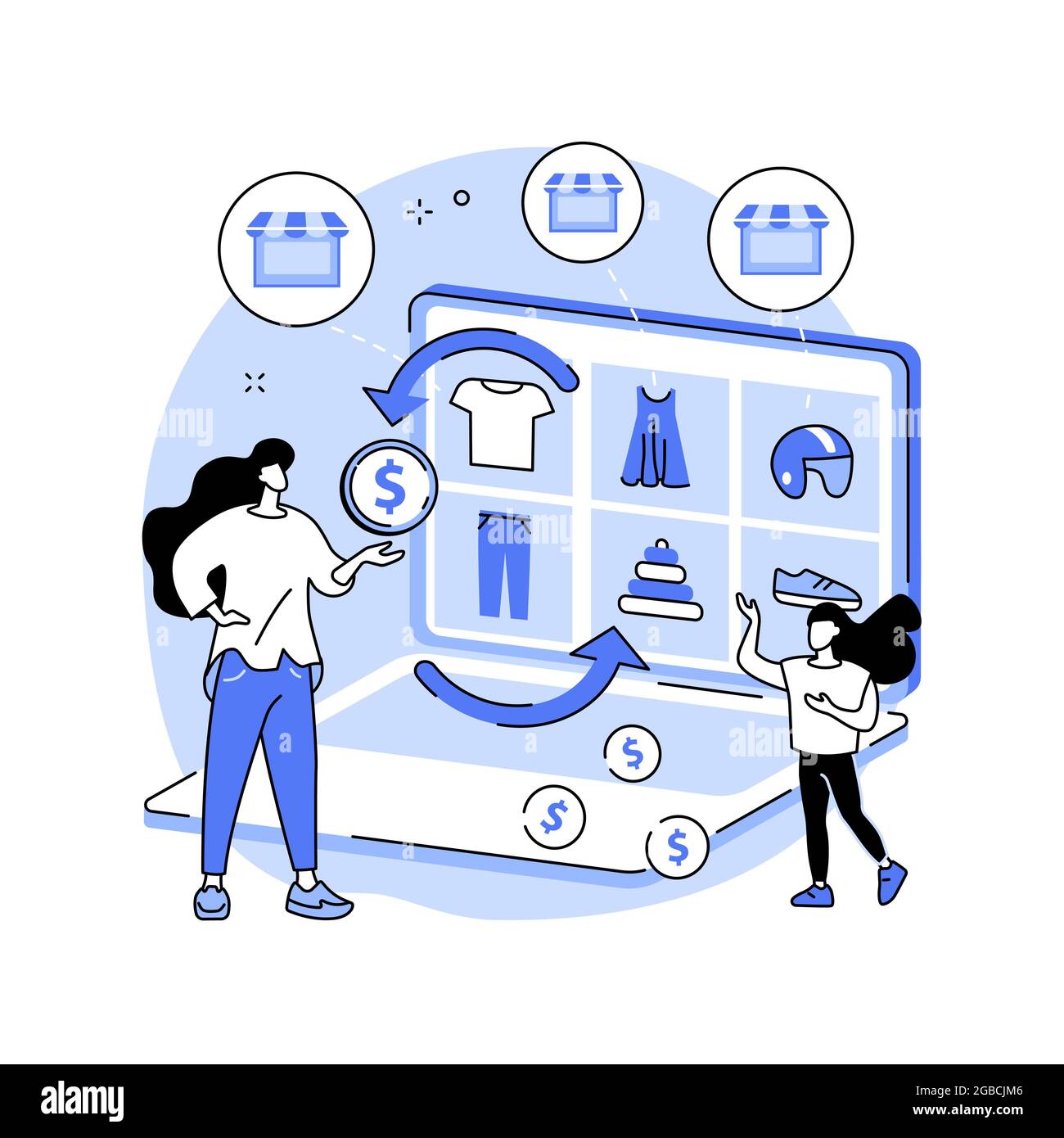 Baby clothes tradein abstract concept vector illustration Stock Vector