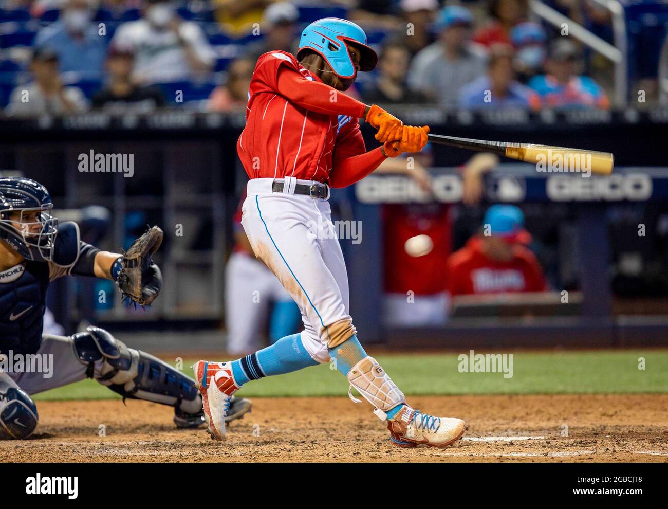 Jazz Chisholm Jr. #2 of the Miami Marlins prepares to bat in the