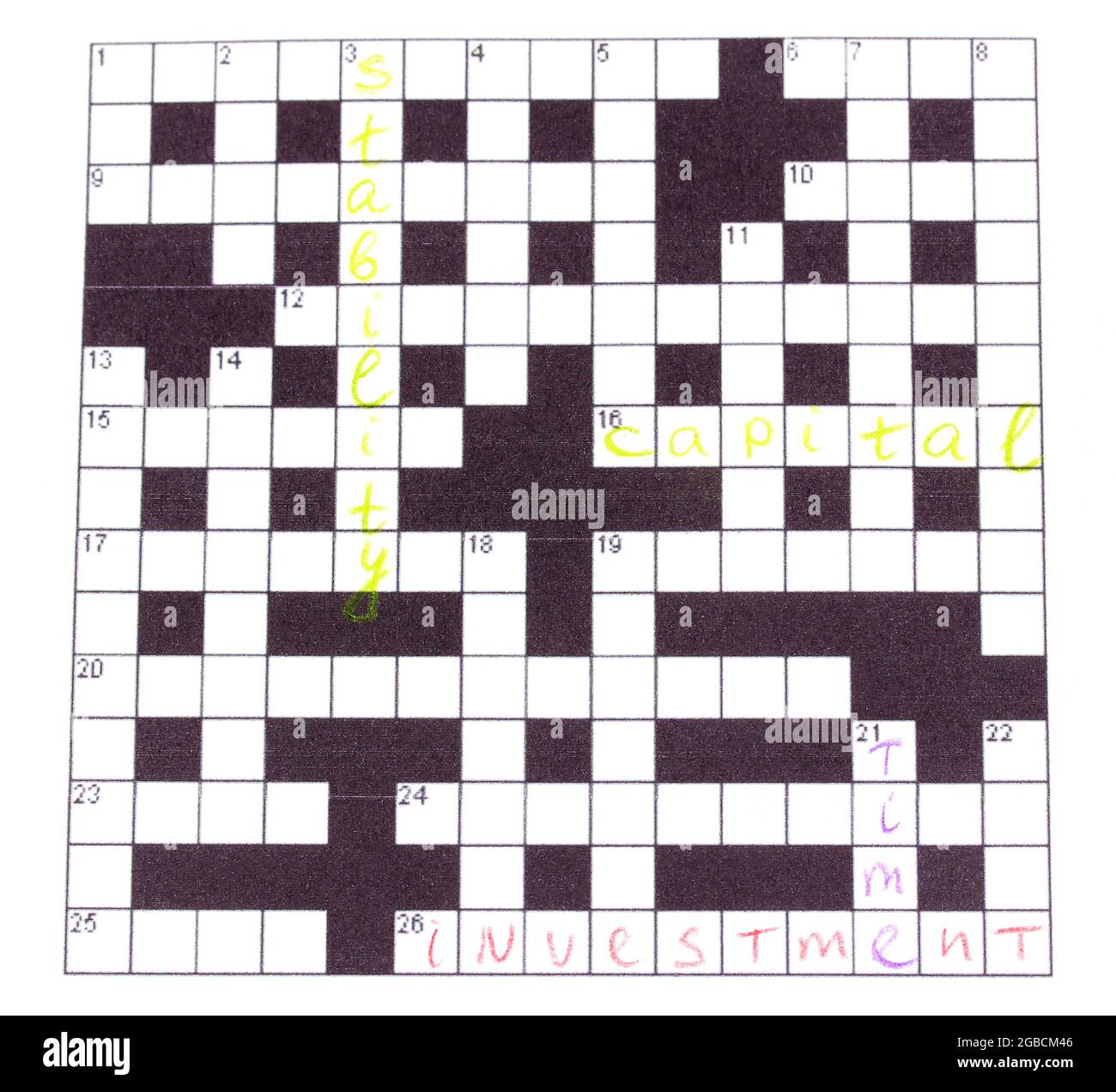 Crossword puzzle close up Stock Photo Alamy