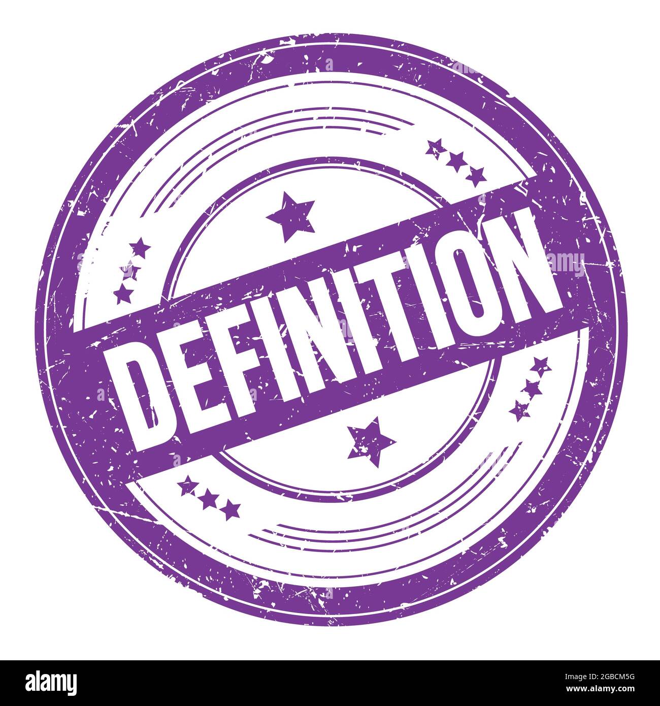 DEFINITION text on violet indigo round grungy texture stamp Stock Photo