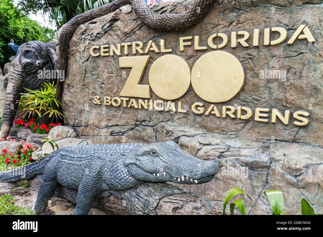 Orlando Florida,Sanford,Central Florida Zoo & Botanical Gardens,entrance front sign logo, Stock Photo