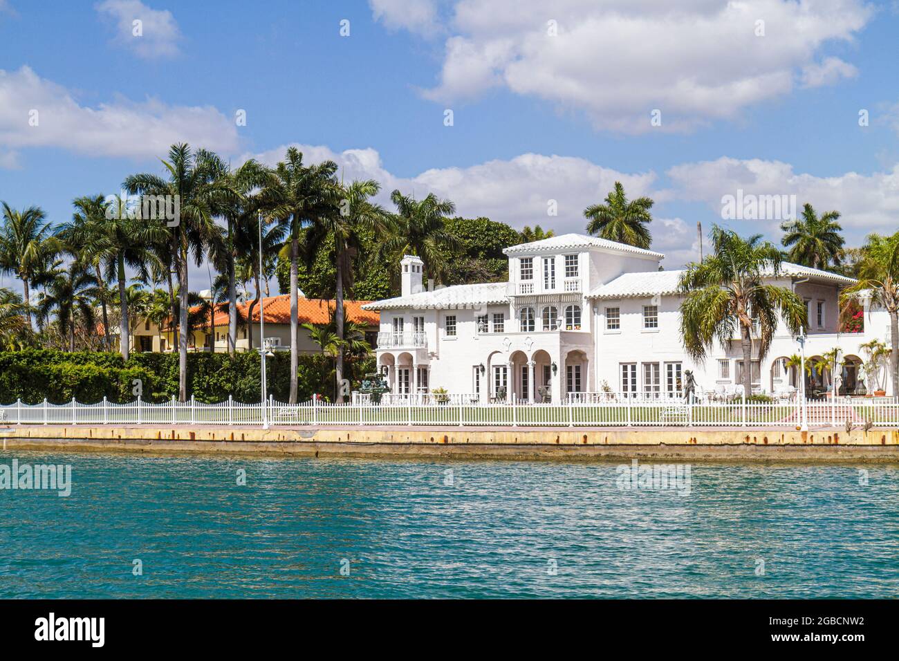 Miami Beach Florida,Biscayne Bay Star Island,42 Star Island Drive waterfront home,mansion Scarface movie set location Al Pacino, Stock Photo