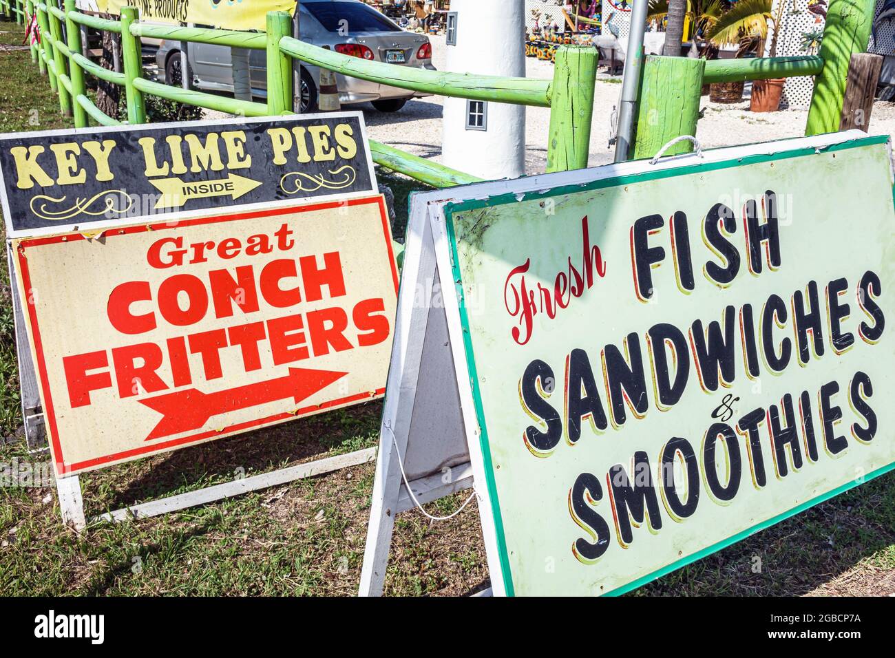 Florida Upper Keys Islamorada signs key lime pie conch fritters