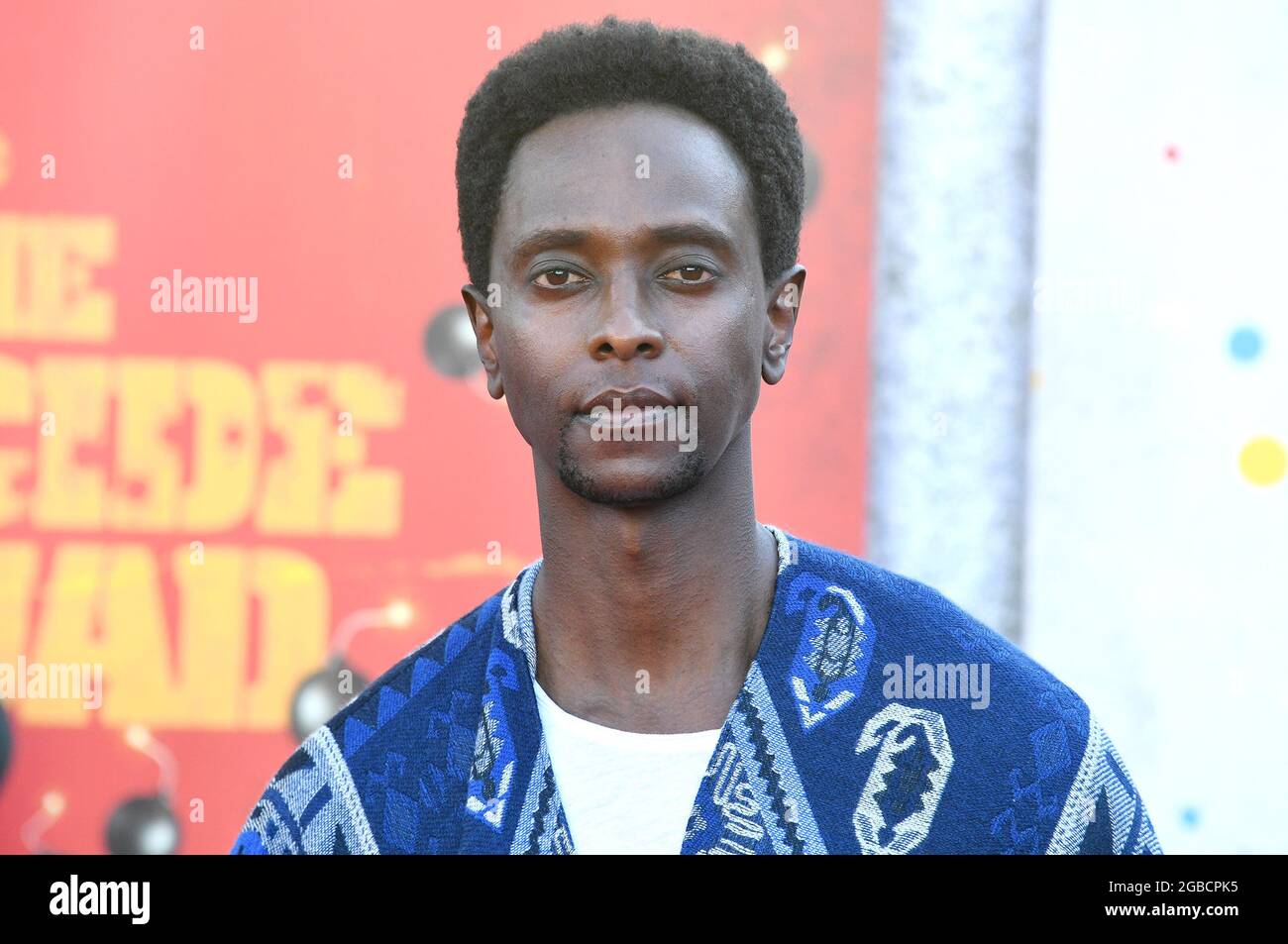 Edi Gathegi arrives at THE SUICIDE SQUAD World Premiere held at the Regency Village Theatre in Westwood, CA on Monday, ?August 2, 2021. (Photo By Sthanlee B. Mirador/Sipa USA) Stock Photo