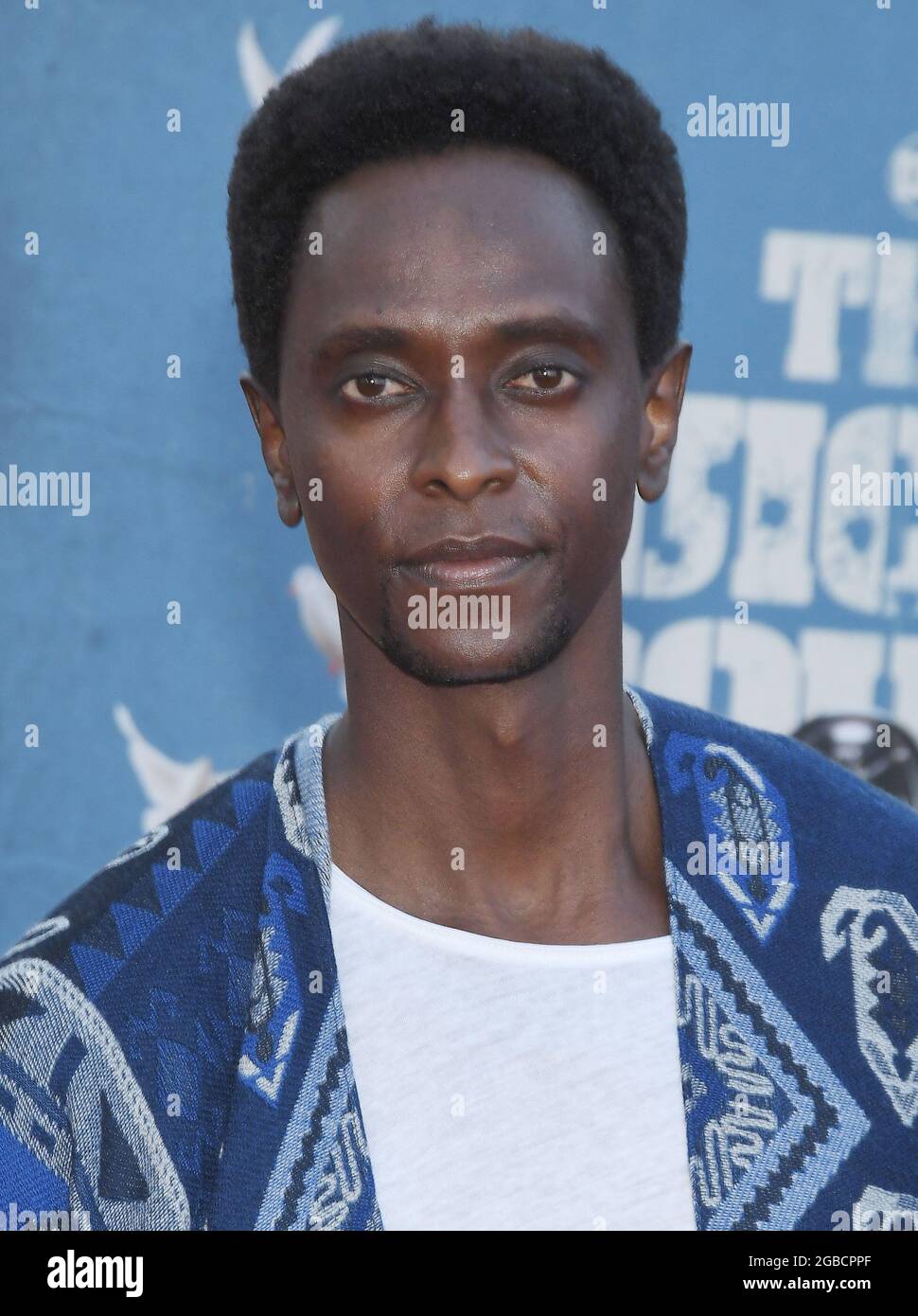 Edi Gathegi arrives at THE SUICIDE SQUAD World Premiere held at the Regency Village Theatre in Westwood, CA on Monday, ?August 2, 2021. (Photo By Sthanlee B. Mirador/Sipa USA) Stock Photo