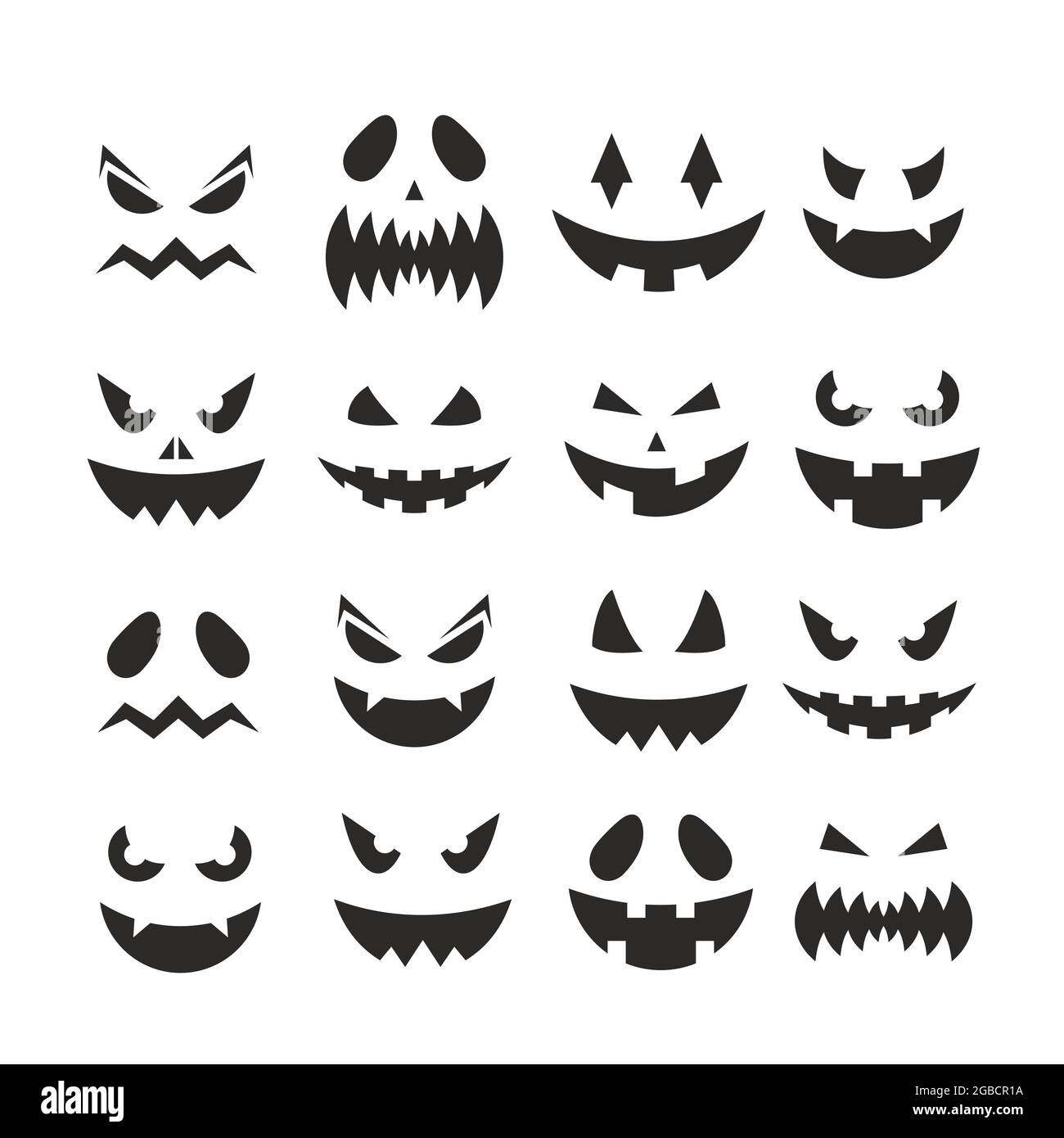 Halloween pumpkin jack-o-lantern faces, October party scary black clipart  collection Stock Vector Image & Art - Alamy