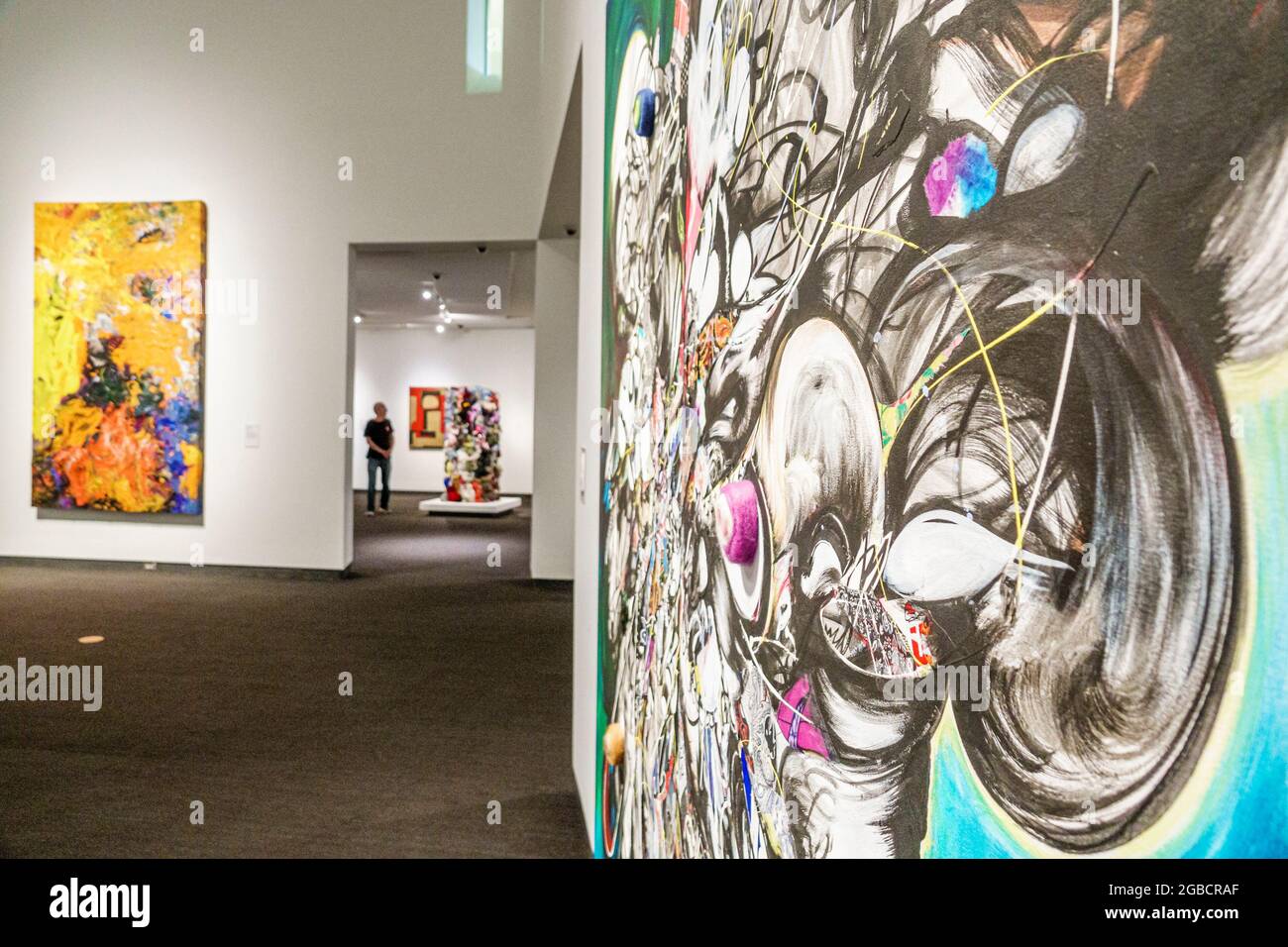 Florida St. Saint Petersburg Museum of Fine Arts interior inside,gallery paintings Shinique Smith Whirlwind Dancer artist painter, Stock Photo