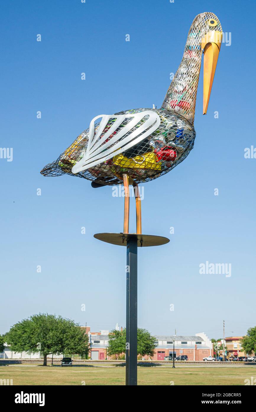 Georgia Brunswick East River Old Town Historic District,Mary Ross Waterfront Park,public art artwork sculpture recycled materials pelican, Stock Photo
