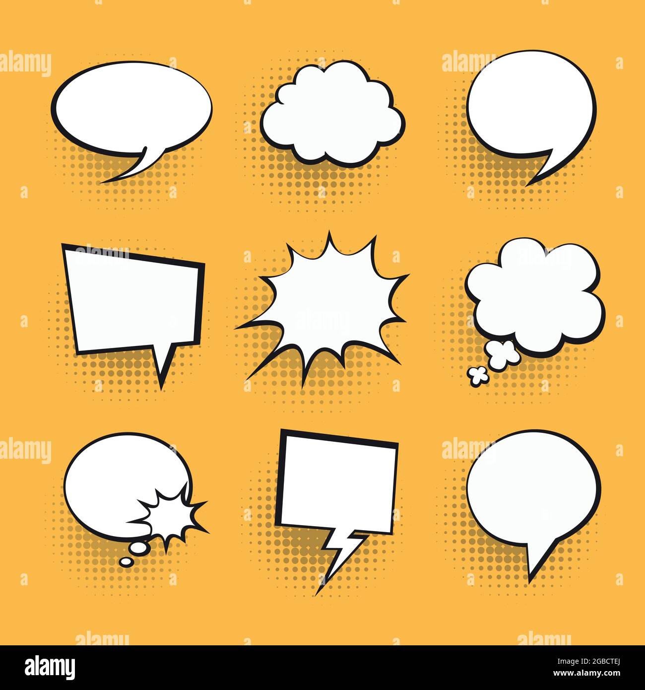 Set of speech bubbles. Halftone shadows. Vector illustration Stock ...