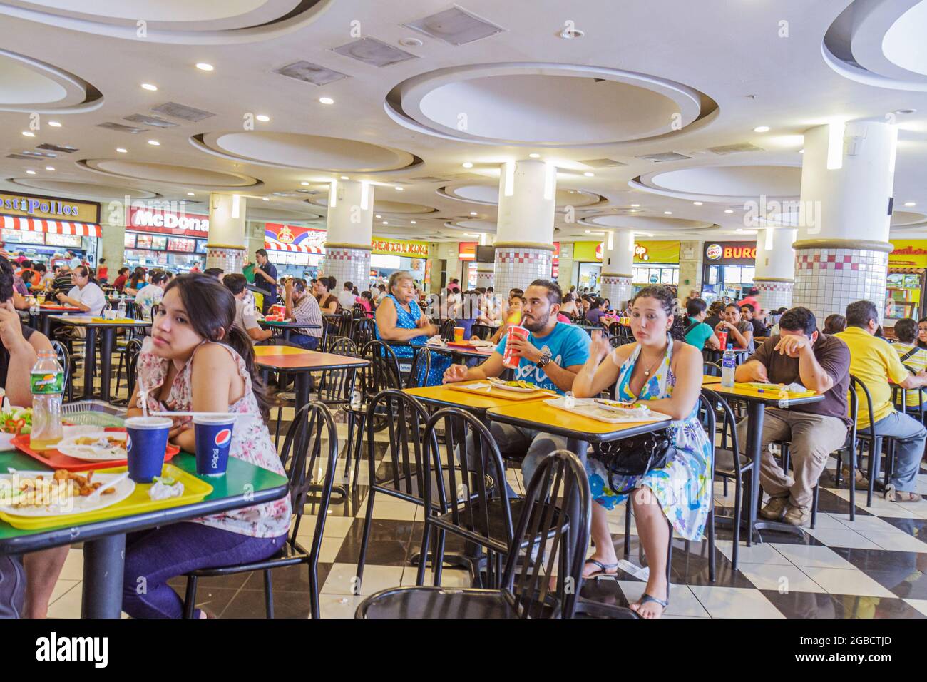 Food court plaza table tables casual dining hi-res stock