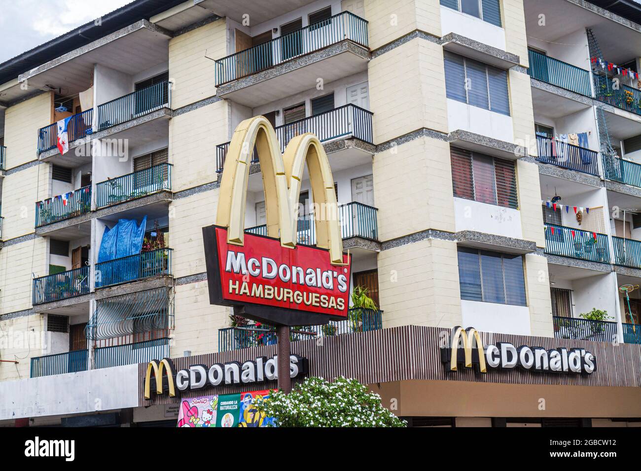 Panama Panama City Calidonia,condominium condo condos residential residences apartments flats building mixed use,McDonald's fast food restaurant Spani Stock Photo