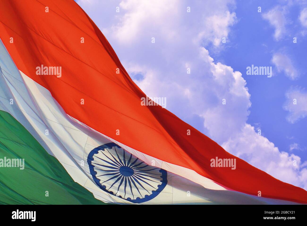 indian flag in sky , close up , tiranga, indian flag, Stock Photo