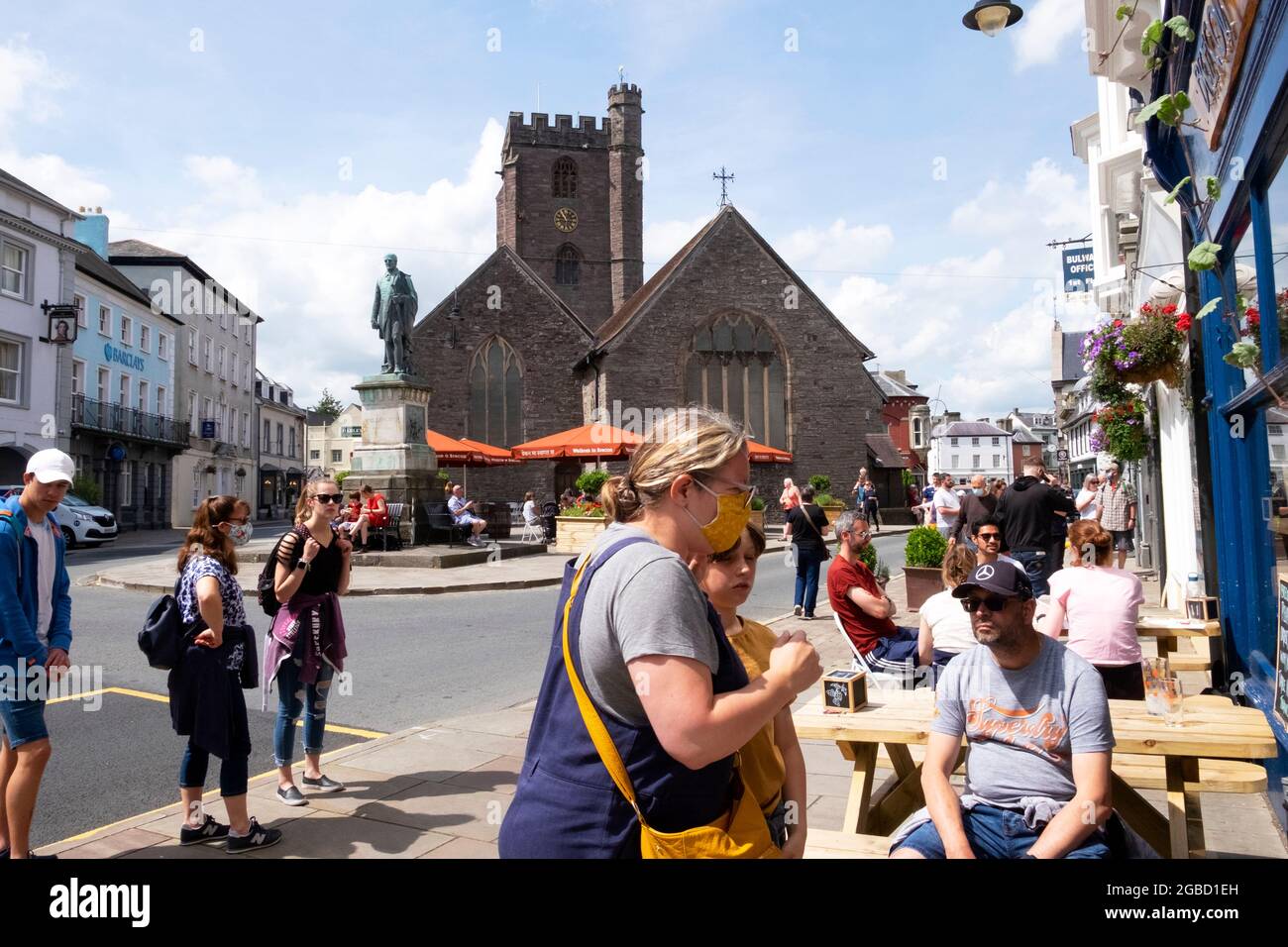 Brecon town centre summer 2021 Powys Wales UK  KATHY DEWITT Stock Photo