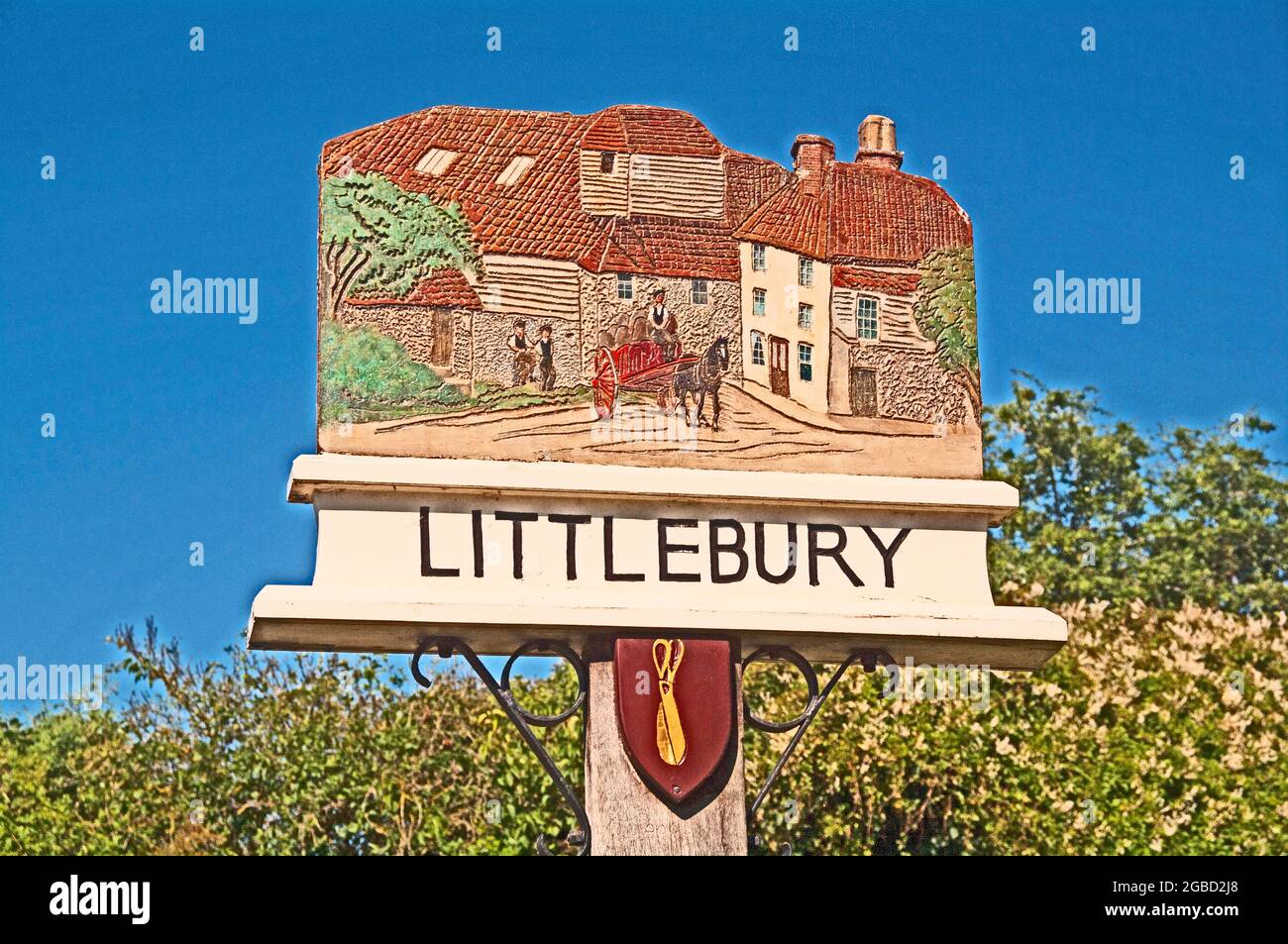 LITTLEBURY Essex Village Sign Stock Photo