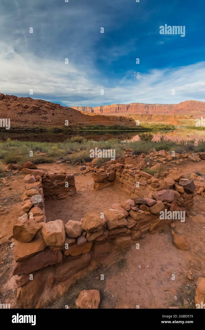 Historic old stone building in the Lees Ferry area of Glen Canyon National Recreation Area, Arizona, USA Stock Photo