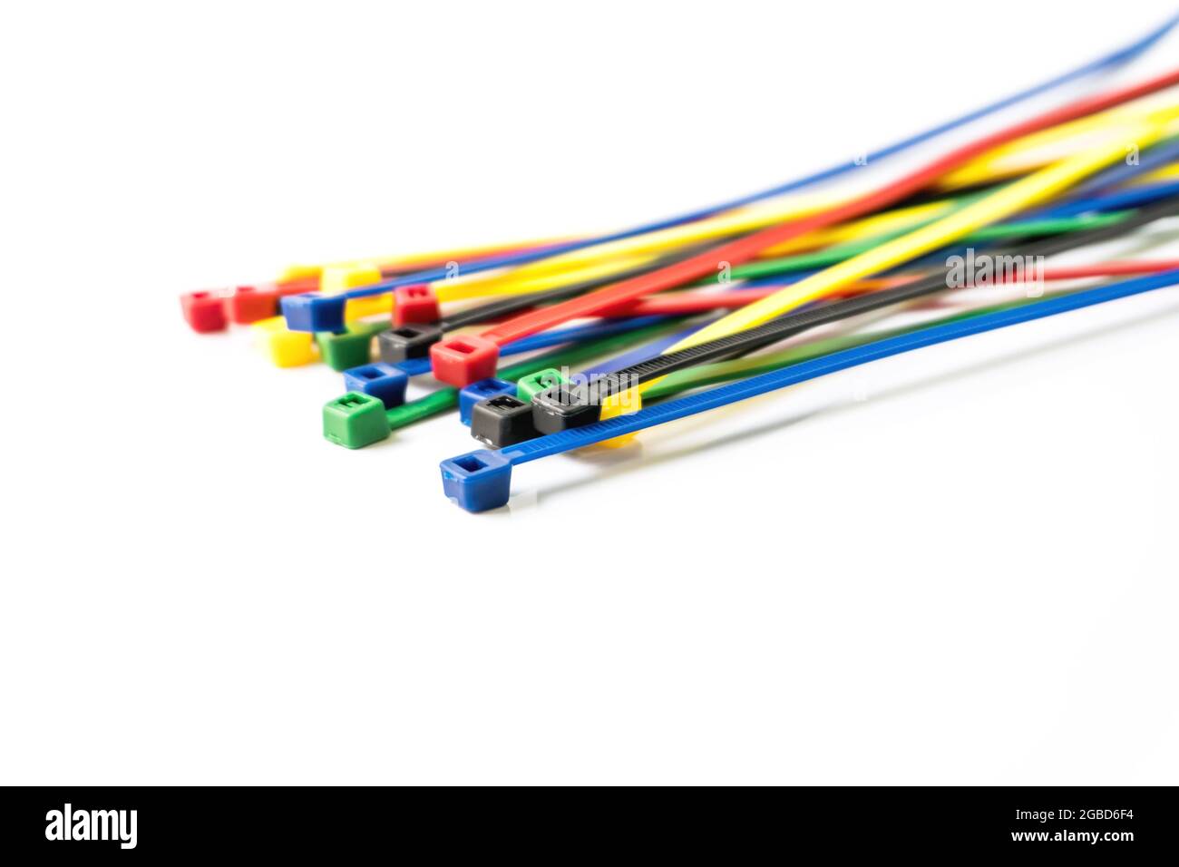 Nylon Cable Ties on white background Stock Photo