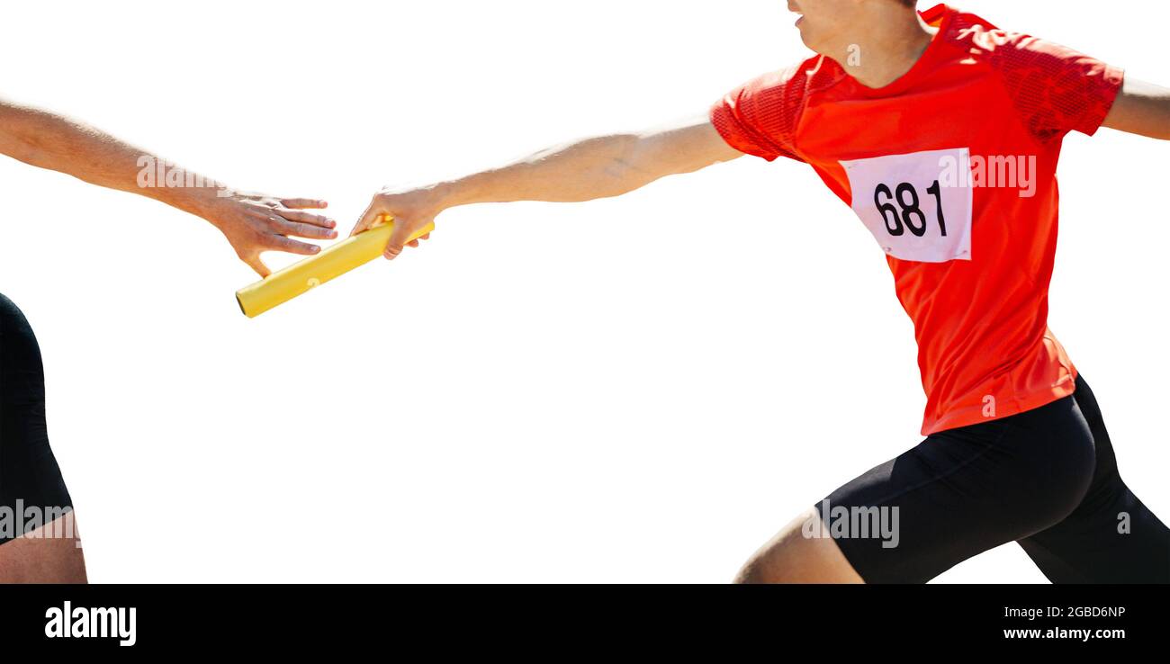 male relay race running track on white background Stock Photo Alamy