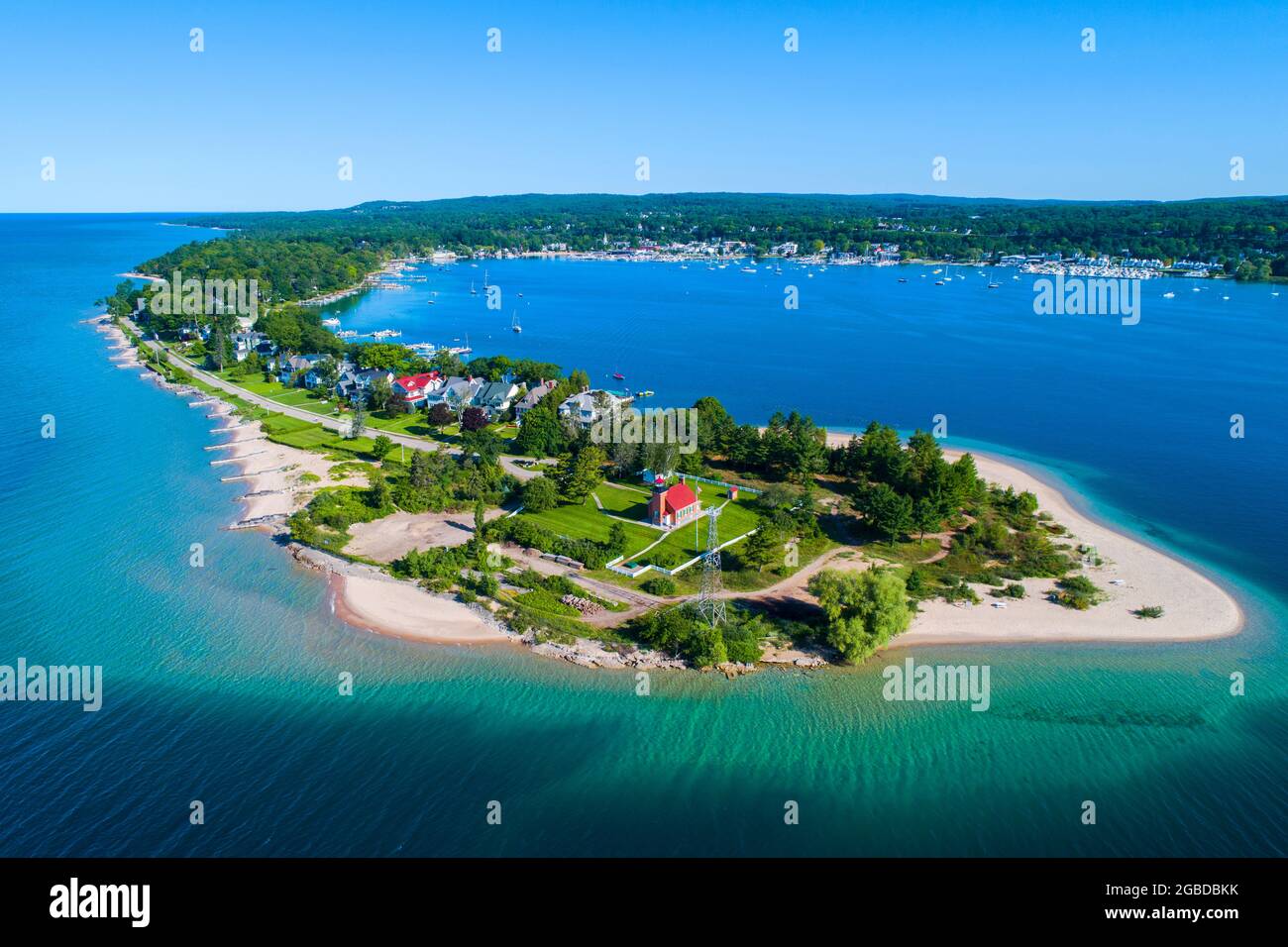 Little Traverse Bay Lighthouse in Harbor Springs Michigan Stock Photo