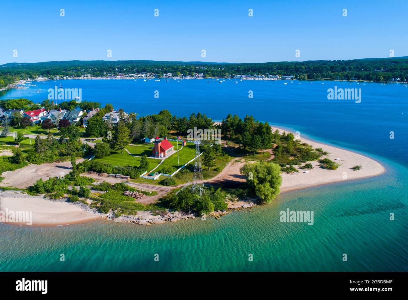 Little Traverse Bay Lighthouse in Harbor Springs Michigan Stock Photo