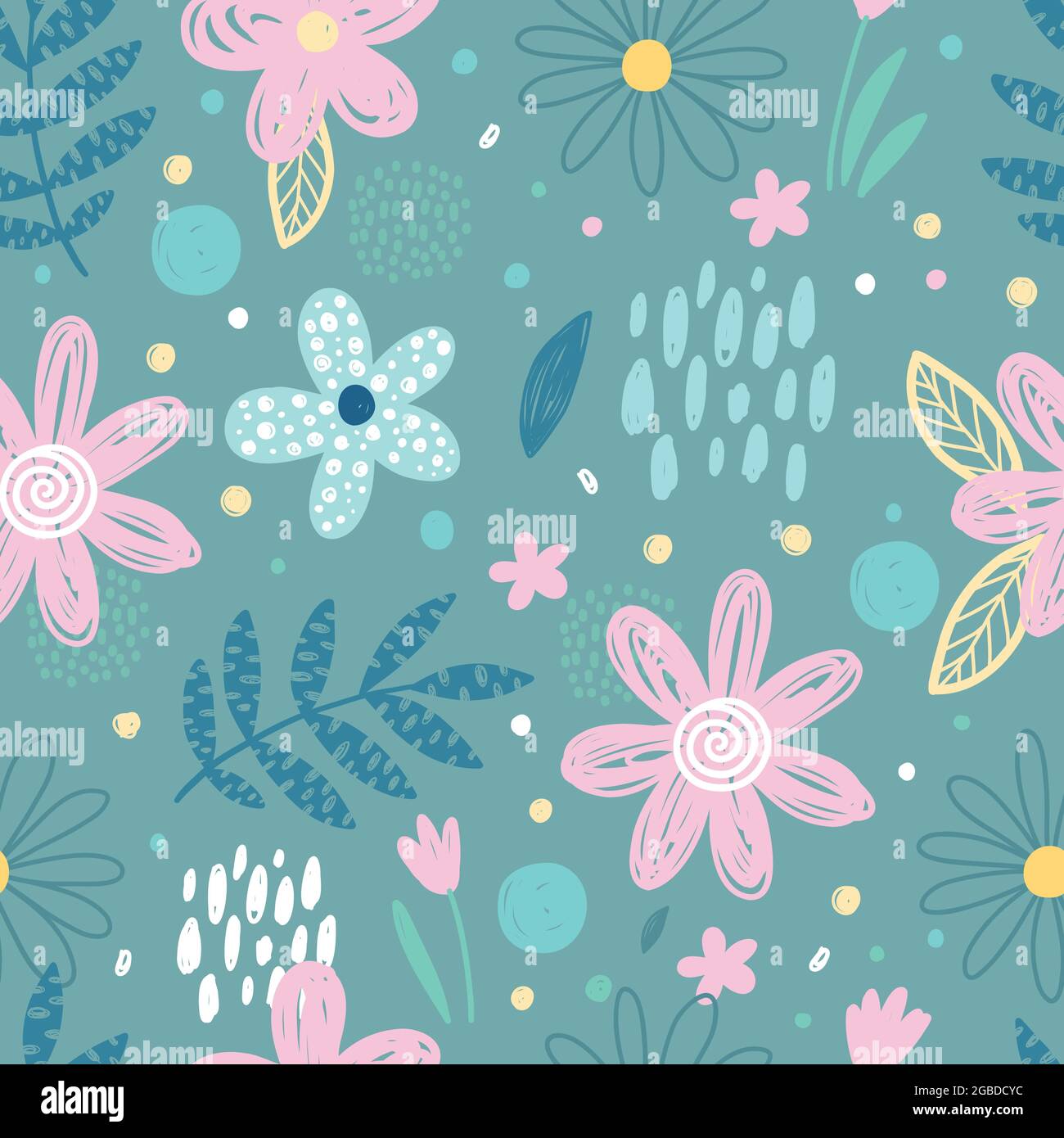 Floral cute pattern cartoon vector. Floral seamless pattern Stock Vector