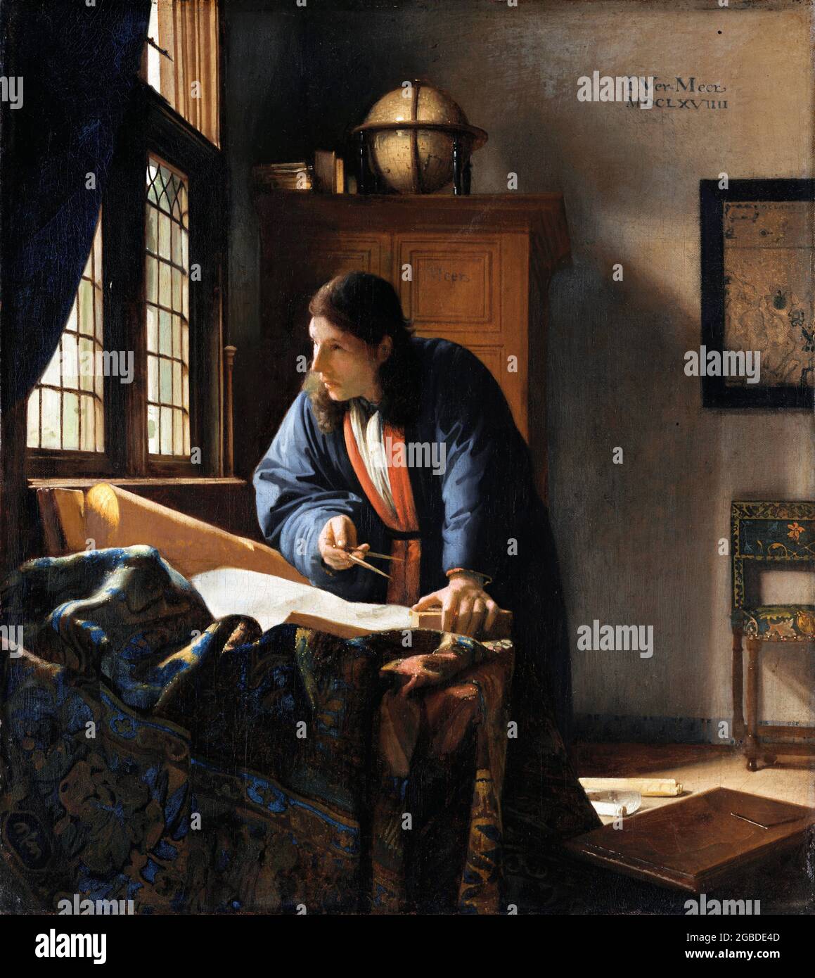 The Geographer by Johannes Vermeer (1632-1675), oil on canvas, 1669 Stock Photo