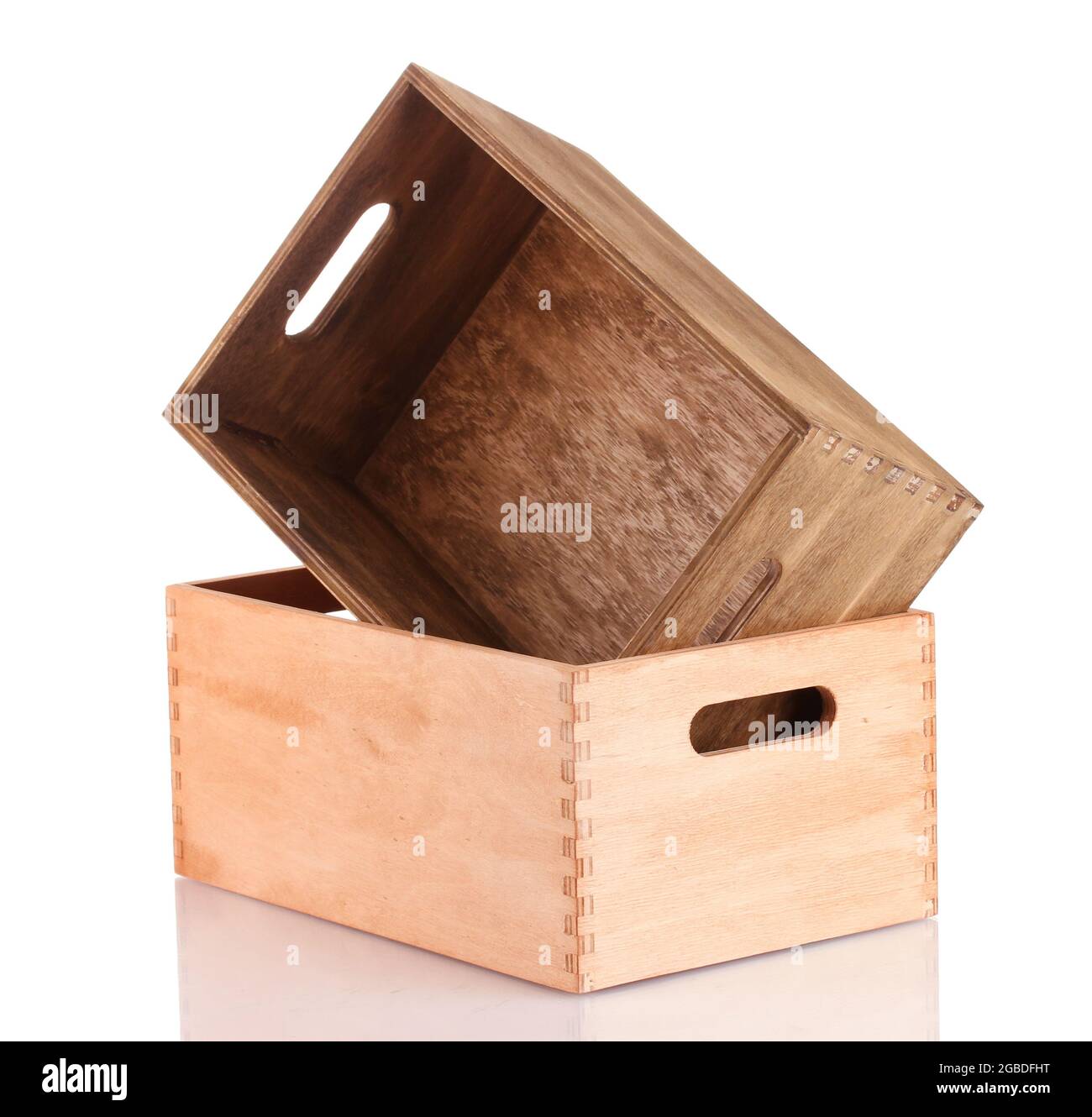 empty wooden crates isolated on white Stock Photo Alamy