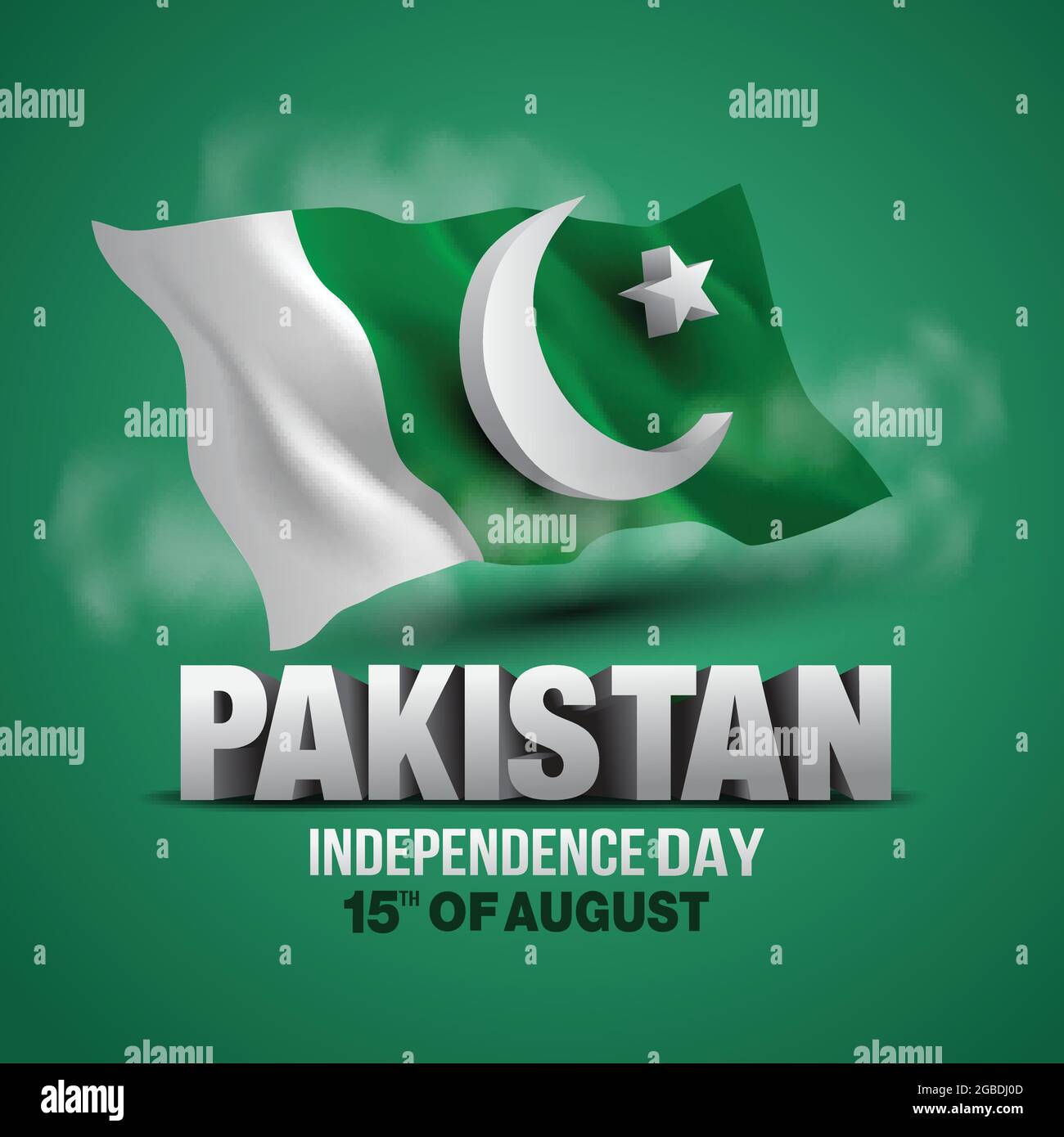 happy independence day Pakistan. 3d flag with letter. vector ...