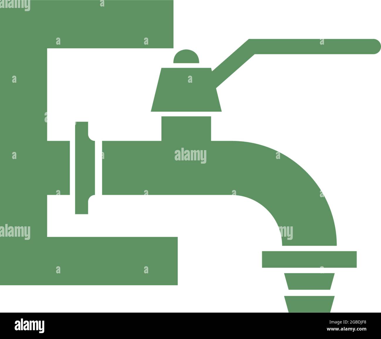 Faucet icon with letter E logo design vector template Stock Vector
