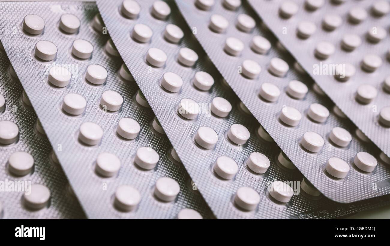 Stylised 16 9 Shot Of Round Pills Of Vitamin D 3 Made By Uk Neutraceuticals Company Vitabiotics Ltd Example Of Blister Packaging Health Supplements Stock Photo Alamy