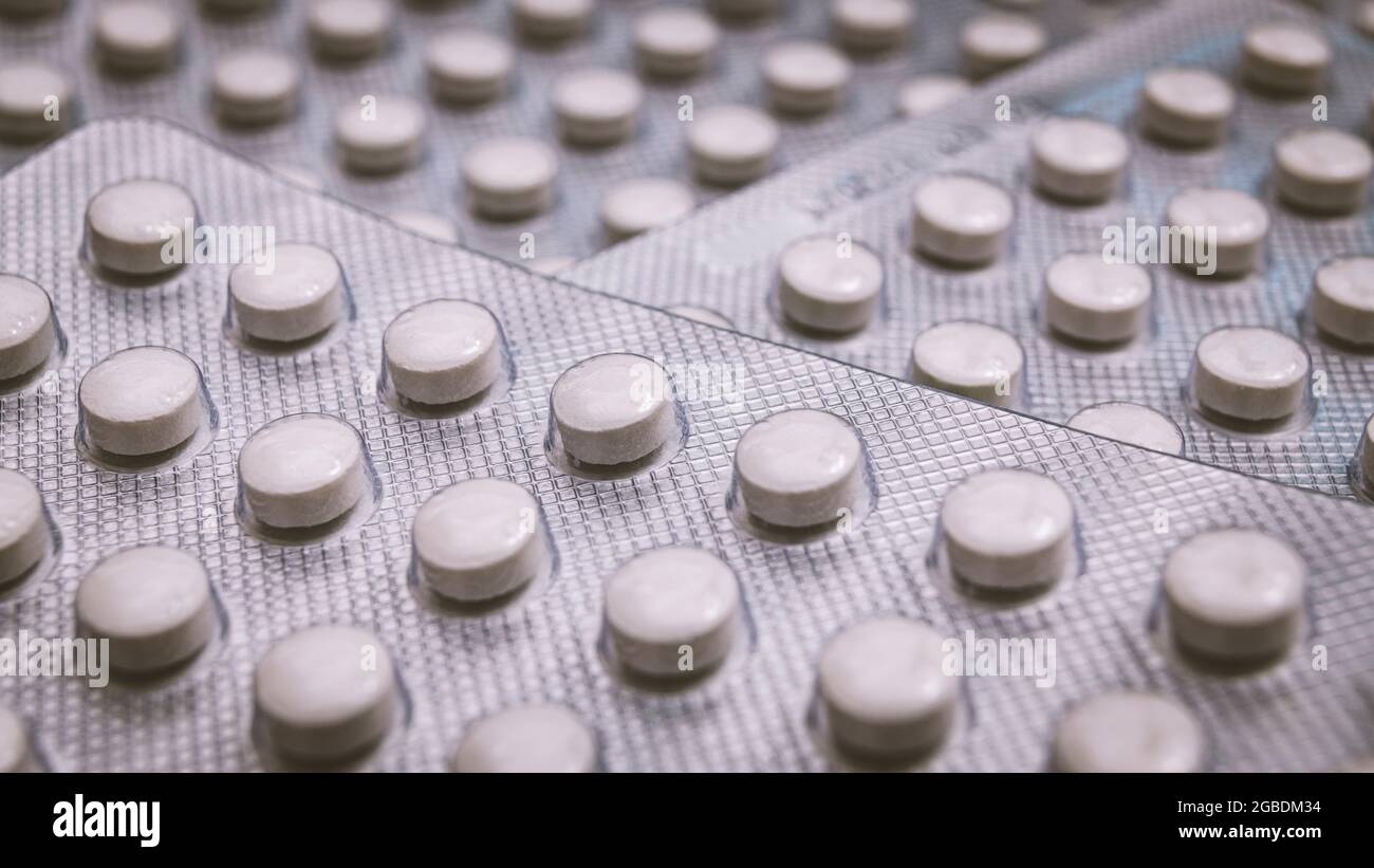Stylised 16 9 Shot Of Round Pills Of Vitamin D 3 Made By Uk Neutraceuticals Company Vitabiotics Ltd Example Of Blister Packaging Health Supplements Stock Photo Alamy