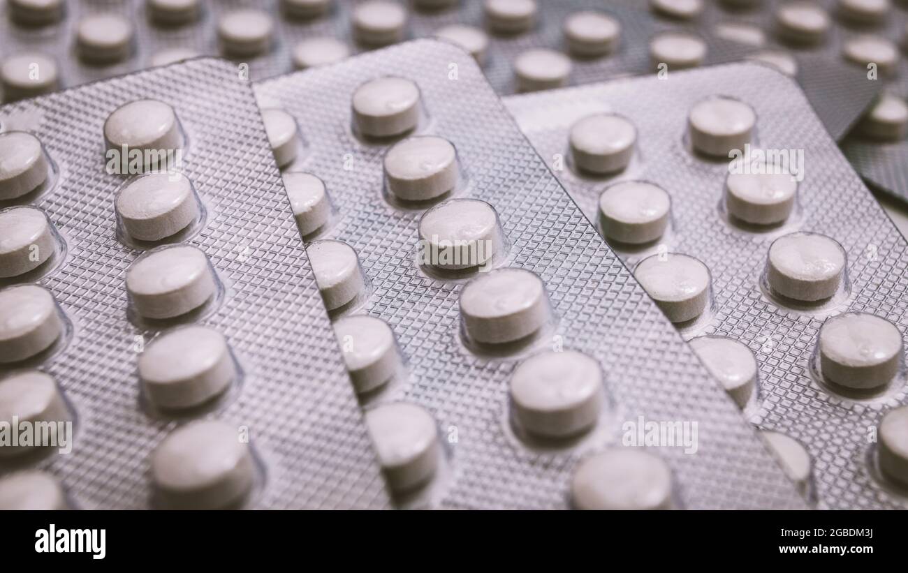 Stylised 16 9 Shot Of Round Pills Of Vitamin D 3 Made By Uk Neutraceuticals Company Vitabiotics Ltd Example Of Blister Packaging Health Supplements Stock Photo Alamy