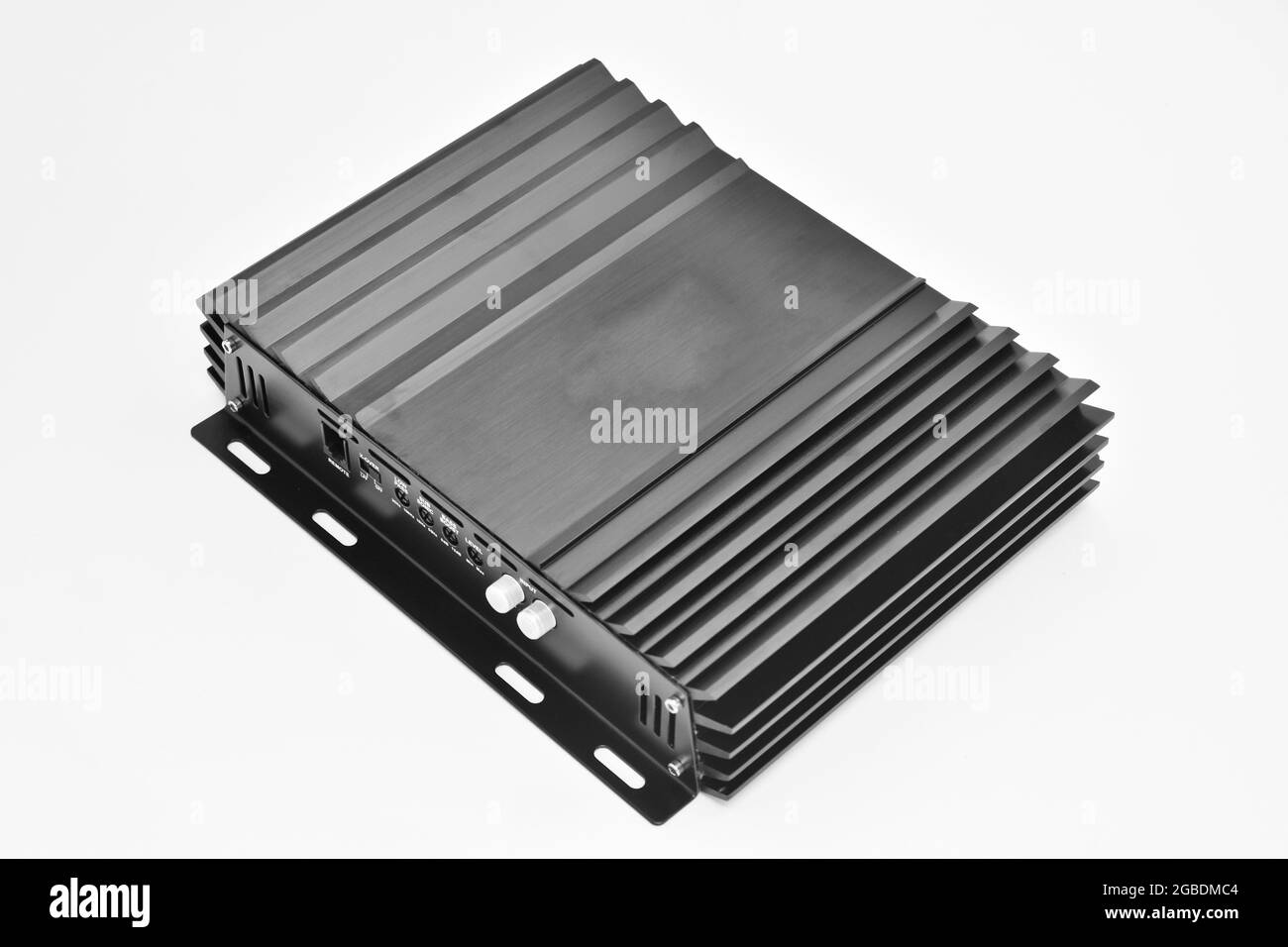 Car Amplifier Isolated On White Background With Clipping Path, Audio Equipment Stock Photo