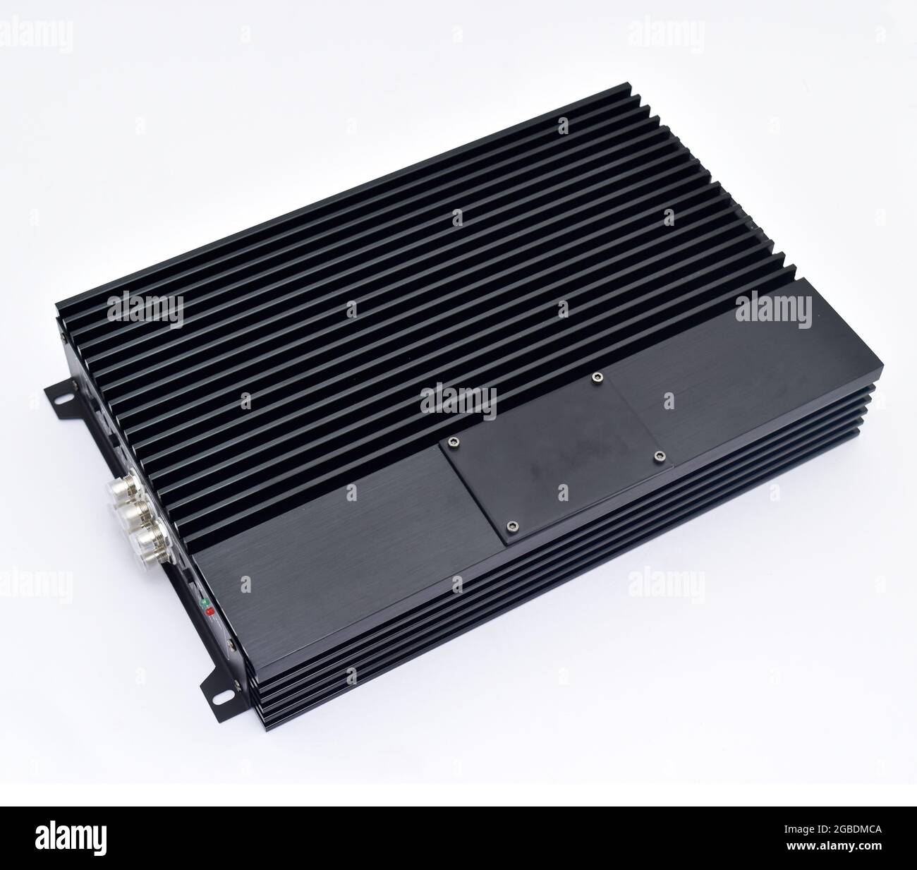 Car Amplifier Isolated On White Background With Clipping Path, Audio Accessories Stock Photo