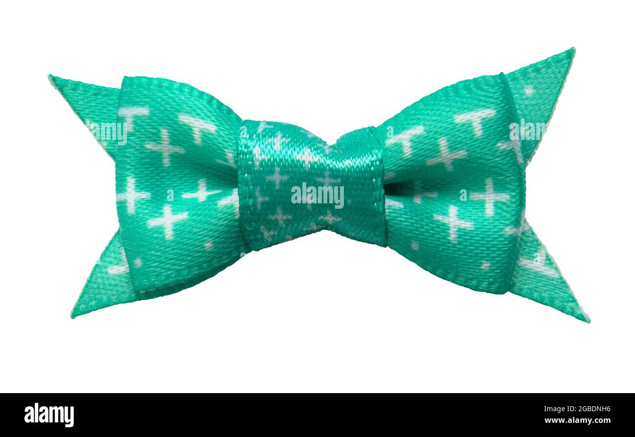 Green Bow Tie Cut Out on White. Stock Photo