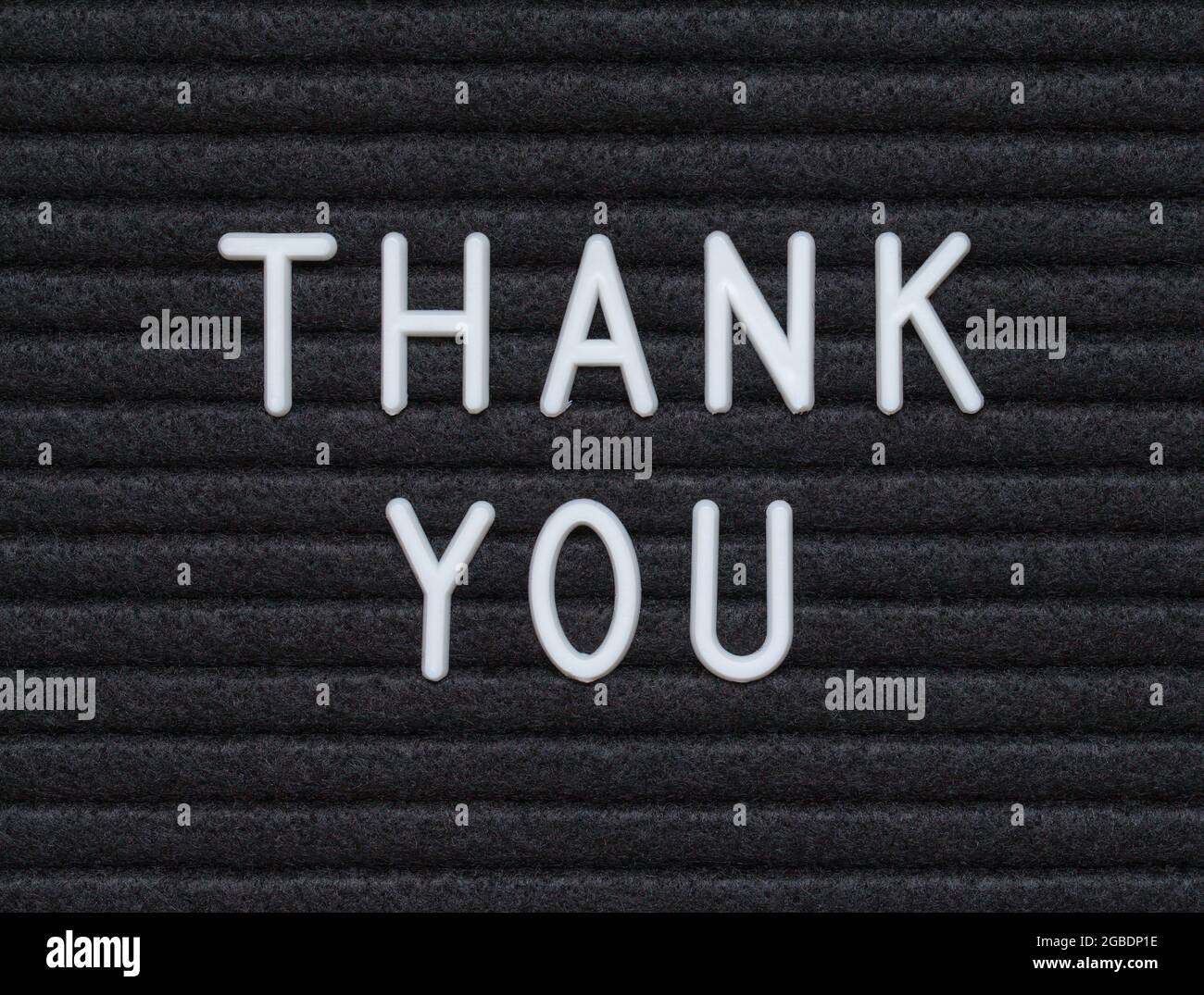 Thank You Black Felt Letter Board Sign. Stock Photo